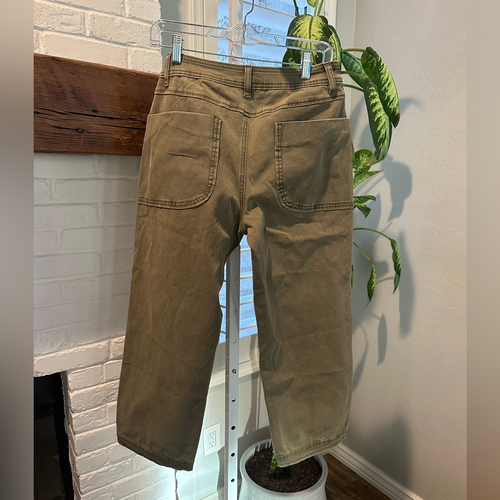 Flamingals Front Flap Pocket Mid Rise Straight Leg Crop Cargo Pants XL NWT - Picture 10 of 11